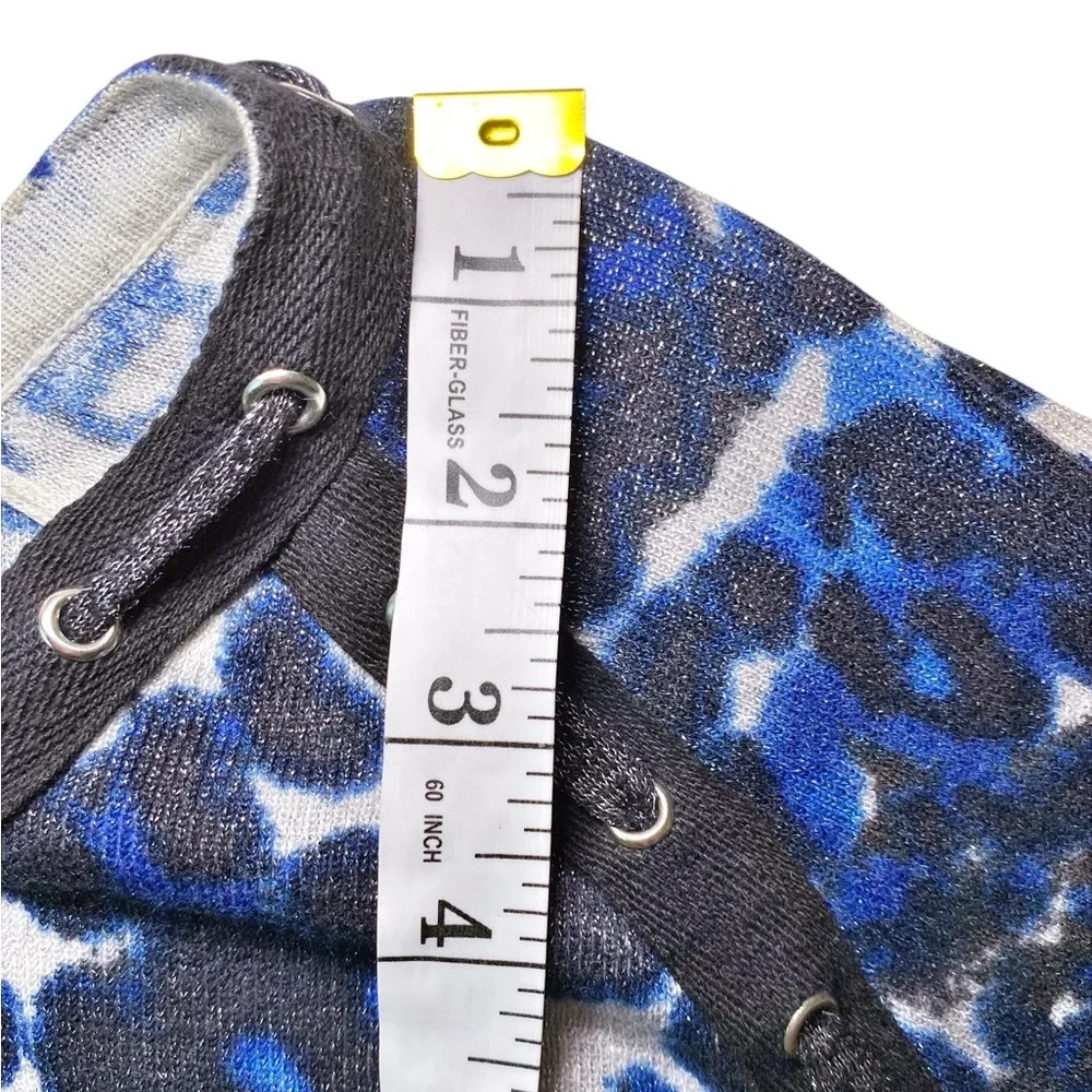 Sharon Young Black and Blue Animal Print Shimmer Long Sleeve Cardigan - Picture 12 of 15